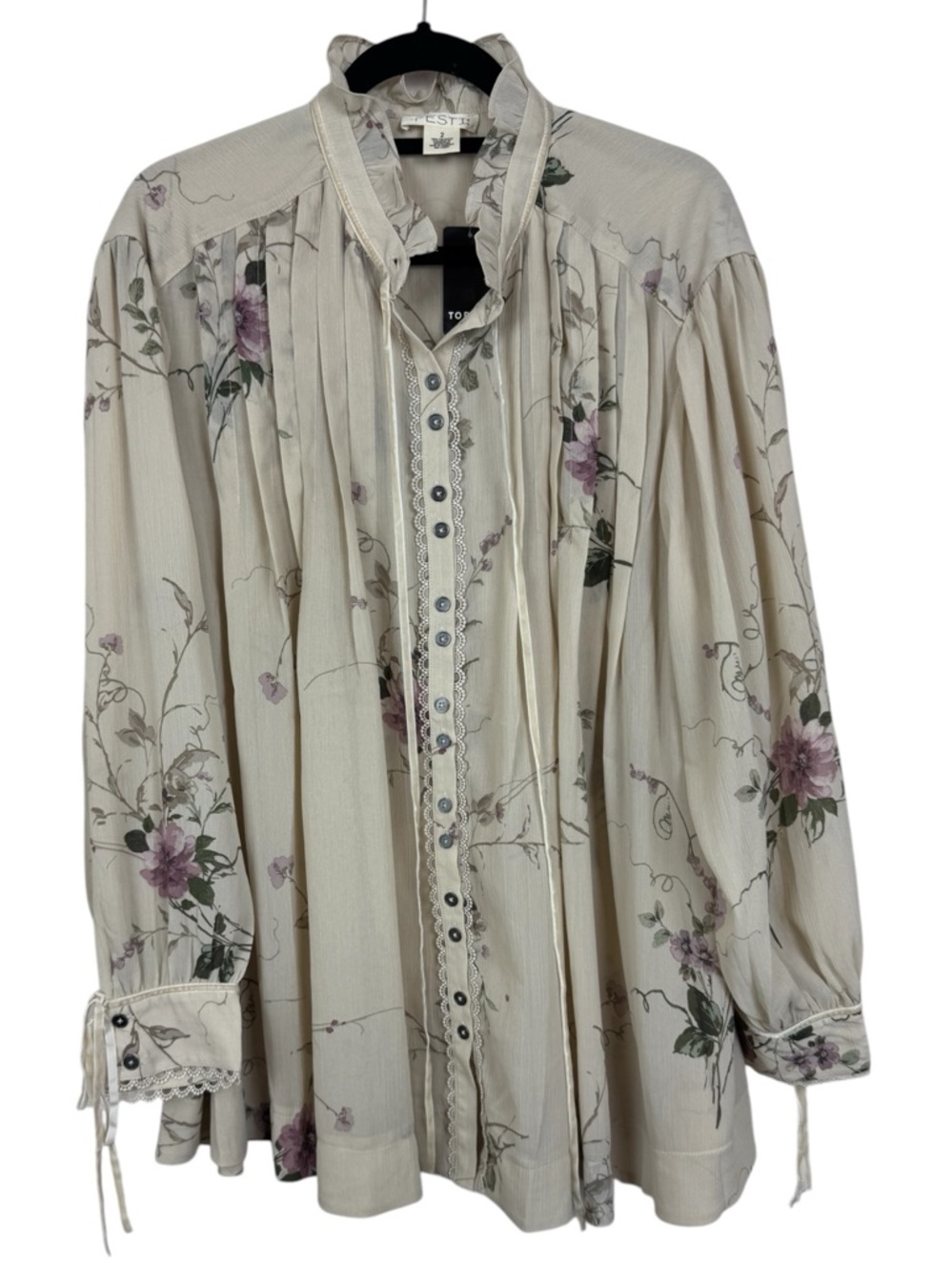 NWT Torrid X Festi Pleated Ruffle Neck boho Blouse sz 2X - Picture 3 of 9